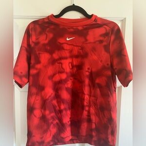 Nike Red and Black Tie-Dye Shirt